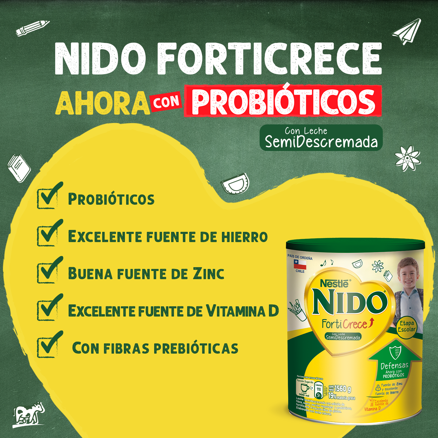 Leche Nido Forticrece Semidescremada 1560g X2 -1