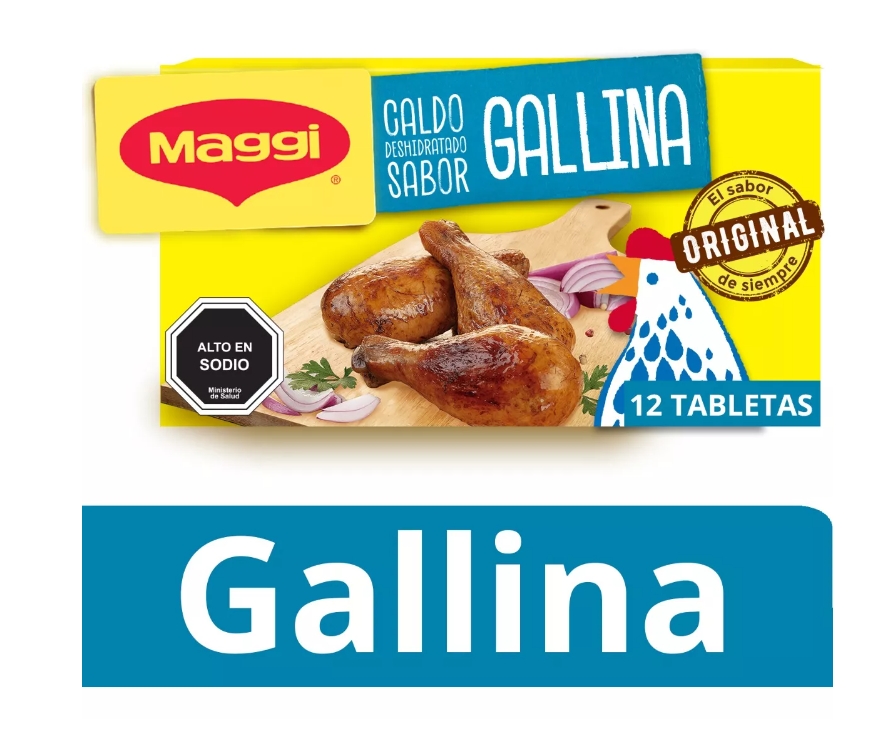 Caldo MAGGI® sabor Gallina Caja 132g 12 tabletas Pack x4-1