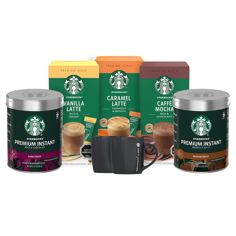 Pack Café Starbucks Variedades Tarro 90gx2 + Premium Instant x3 + 2 Tasas de regalo-1