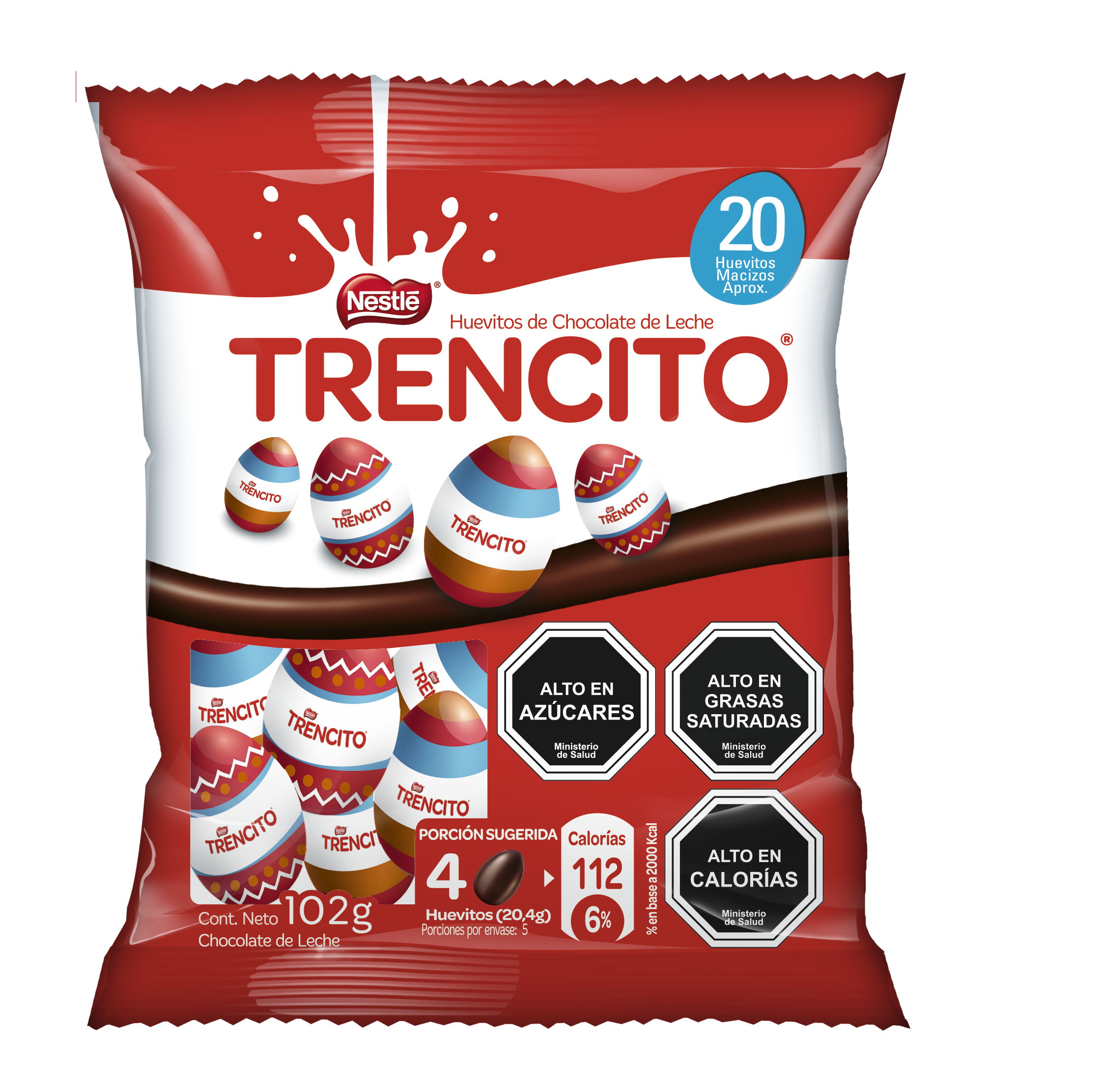 Pack 3 Huevitos De Chocolate Pascua Trencito 102g-2