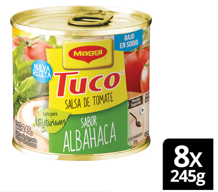 Salsa de tomate MAGGI® Tuco con Albahaca 245g X8 Latas-0