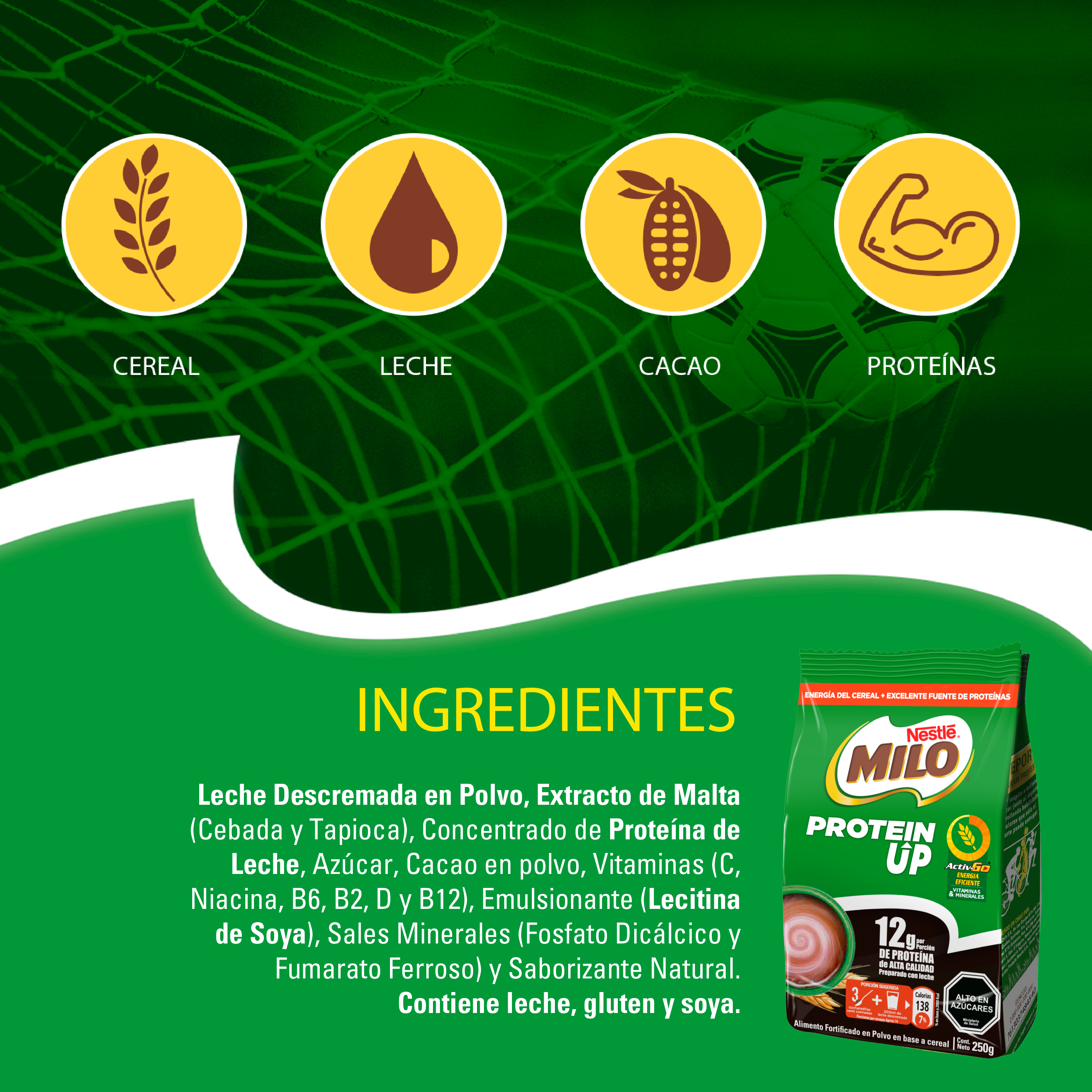 Saborizante para leche MILO® PROTEIN UP ACTIV-GO® 250g X2 Bolsas-3