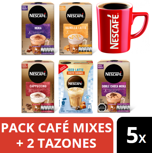 Pack Café NESCAFÉ® Mixes Variedades x5 + 2 Tazones-0