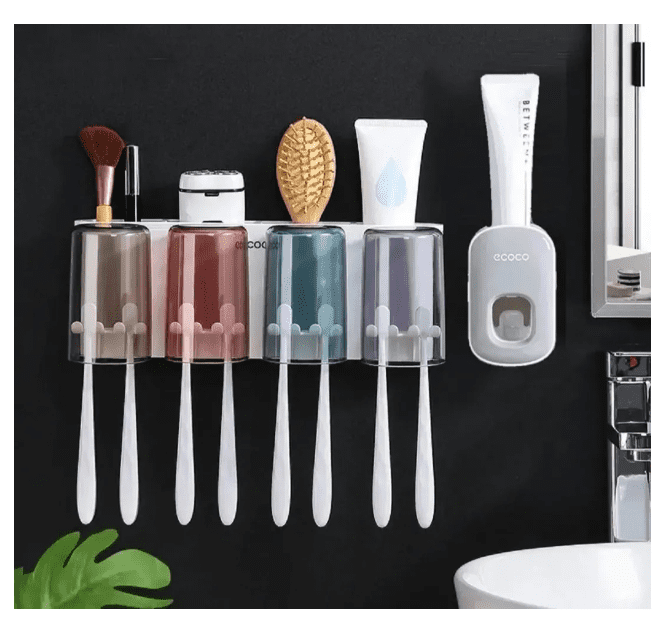 Dispensador Crema Dental Portacepillos 4 Envases / 8 Cepillo-1