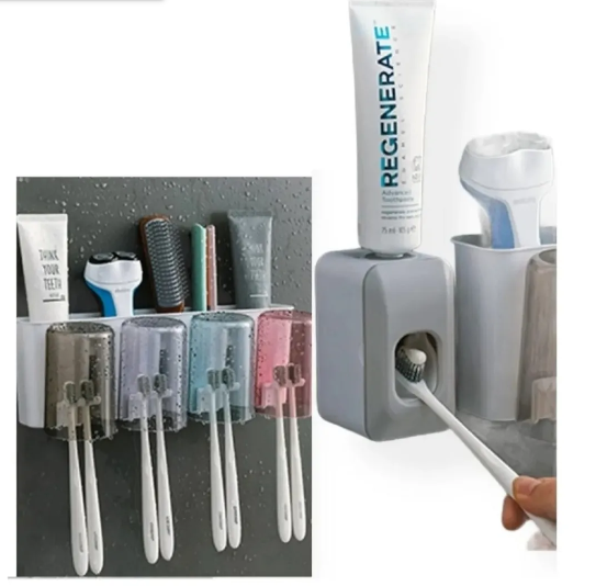 Dispensador Crema Dental Portacepillos 4 Envases / 8 Cepillo-4