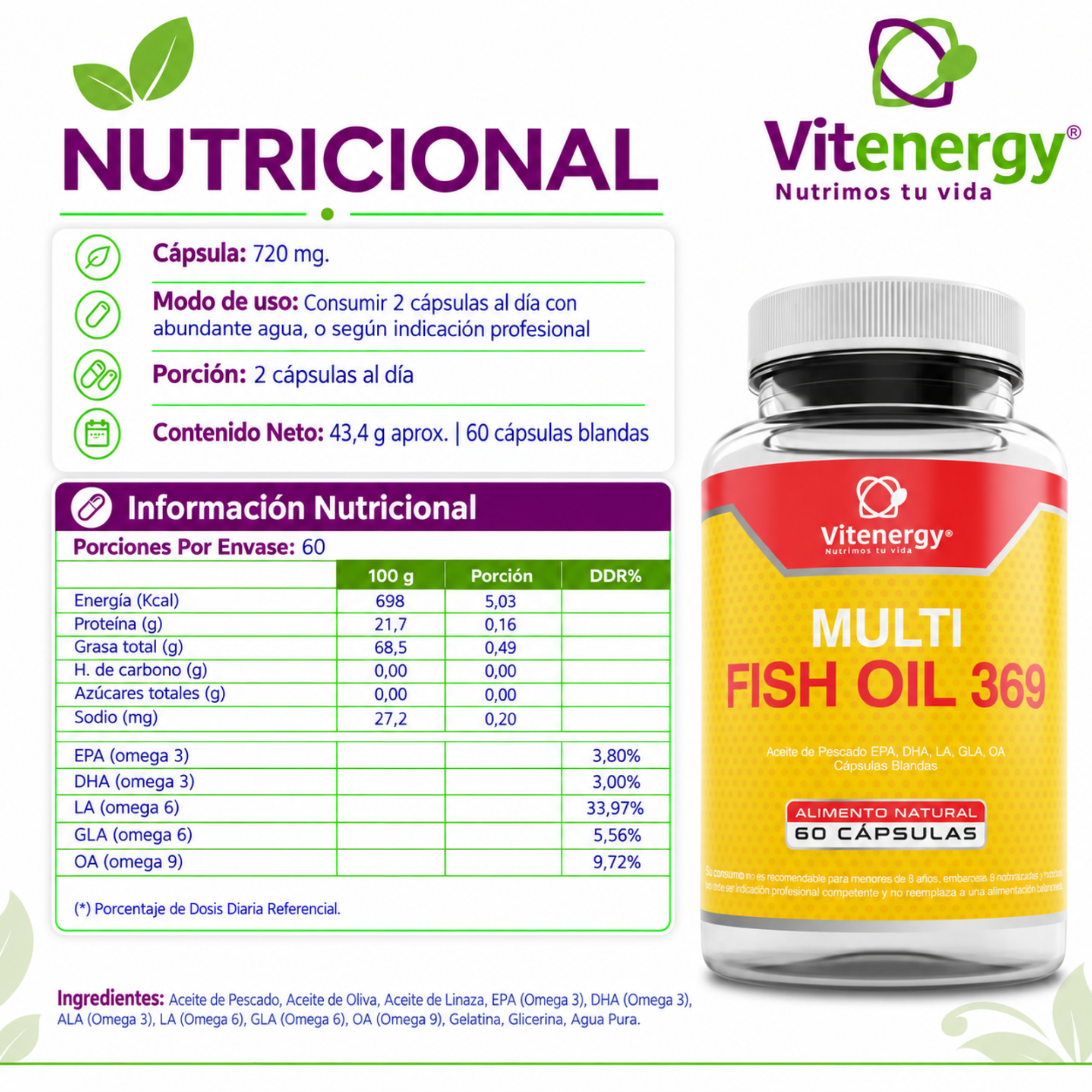OMEGA 369 MULTI  + VITAMINA K2 D3  | SALUD CARDIOVASCULAR ÓSEA - PACK-5