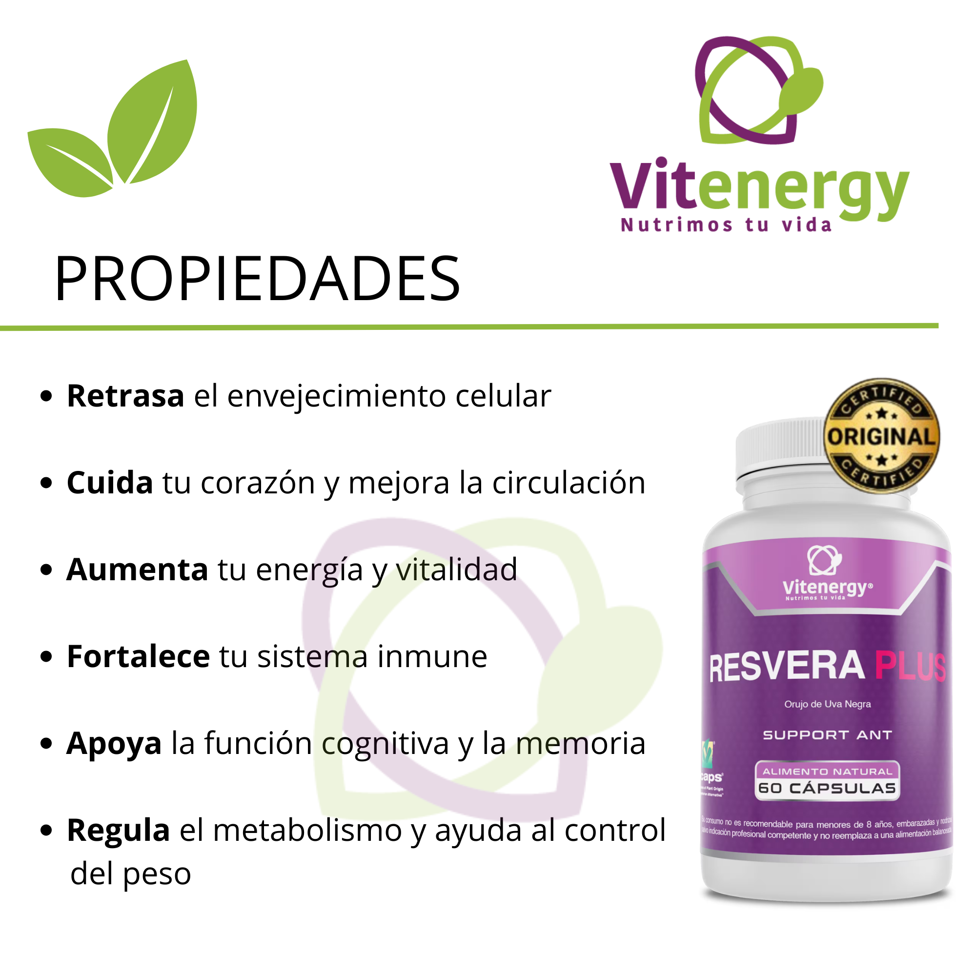 BIOTINA COLAGENO PLUS +  RESVERATROL 100% - PACK-3