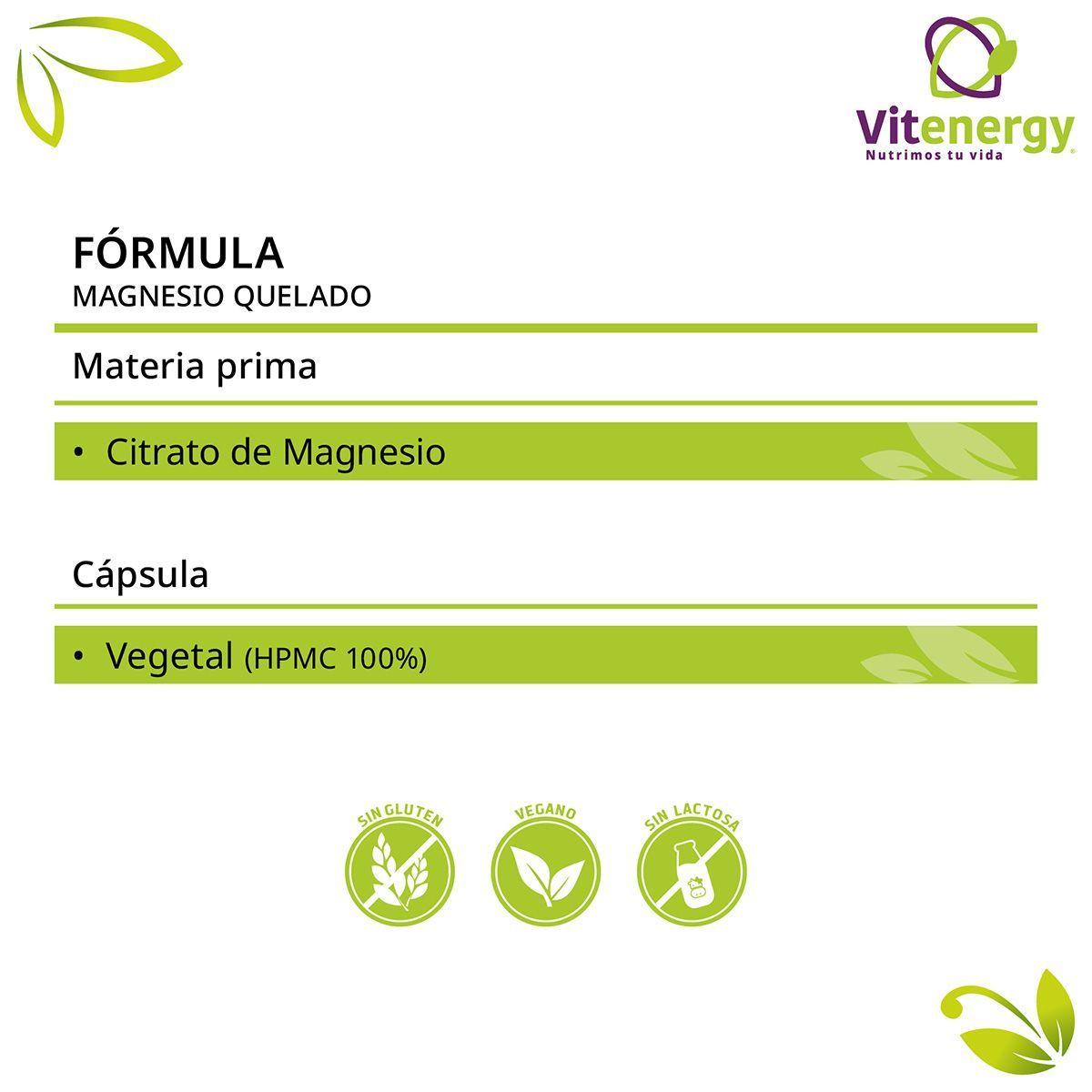 Magnesio Quelado - Cápsulas 100% Vegetales Pack x2-4
