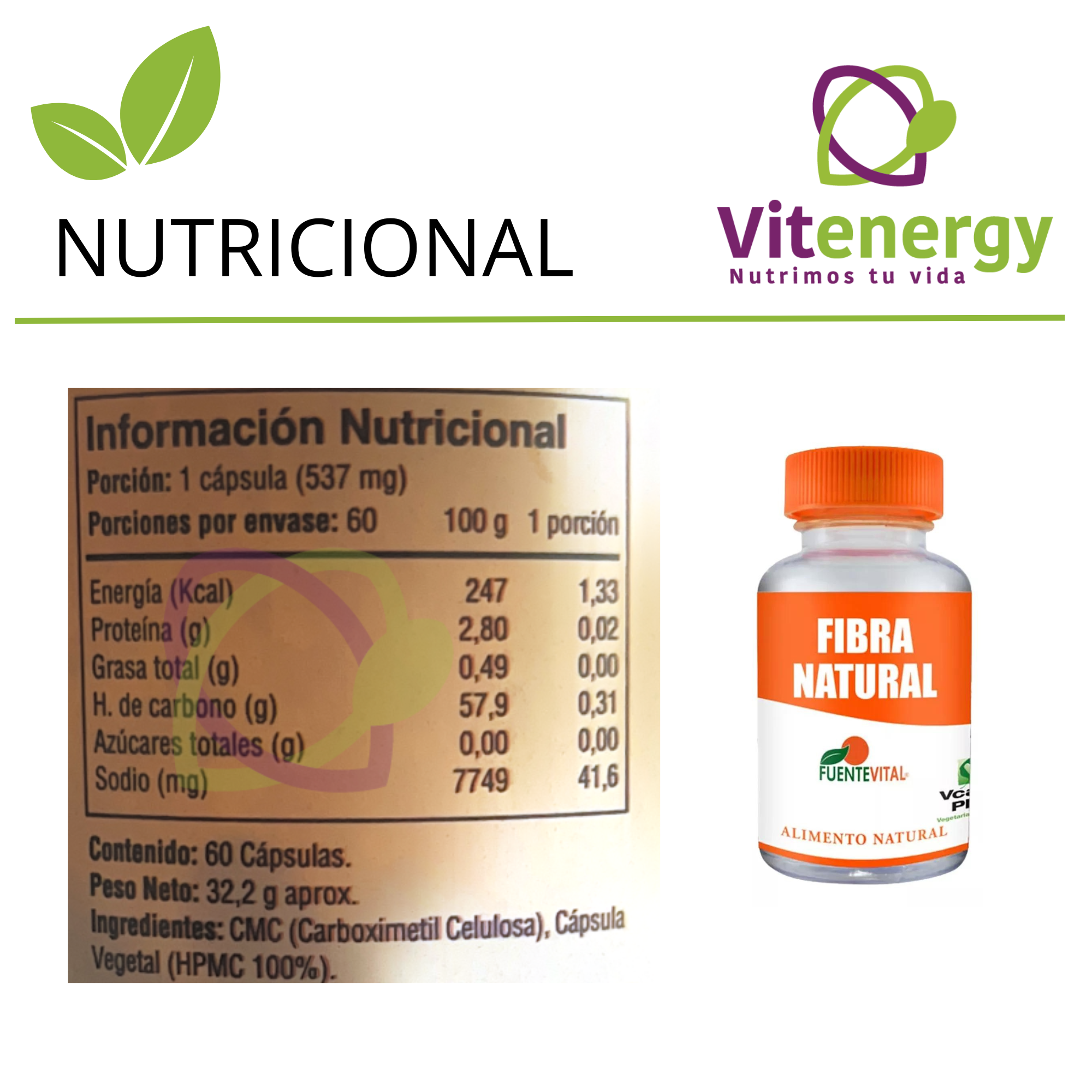 FIBRA NATURAL 60 CÁPSULAS FUENTE VITAL SALUD DIGESTIVA -3