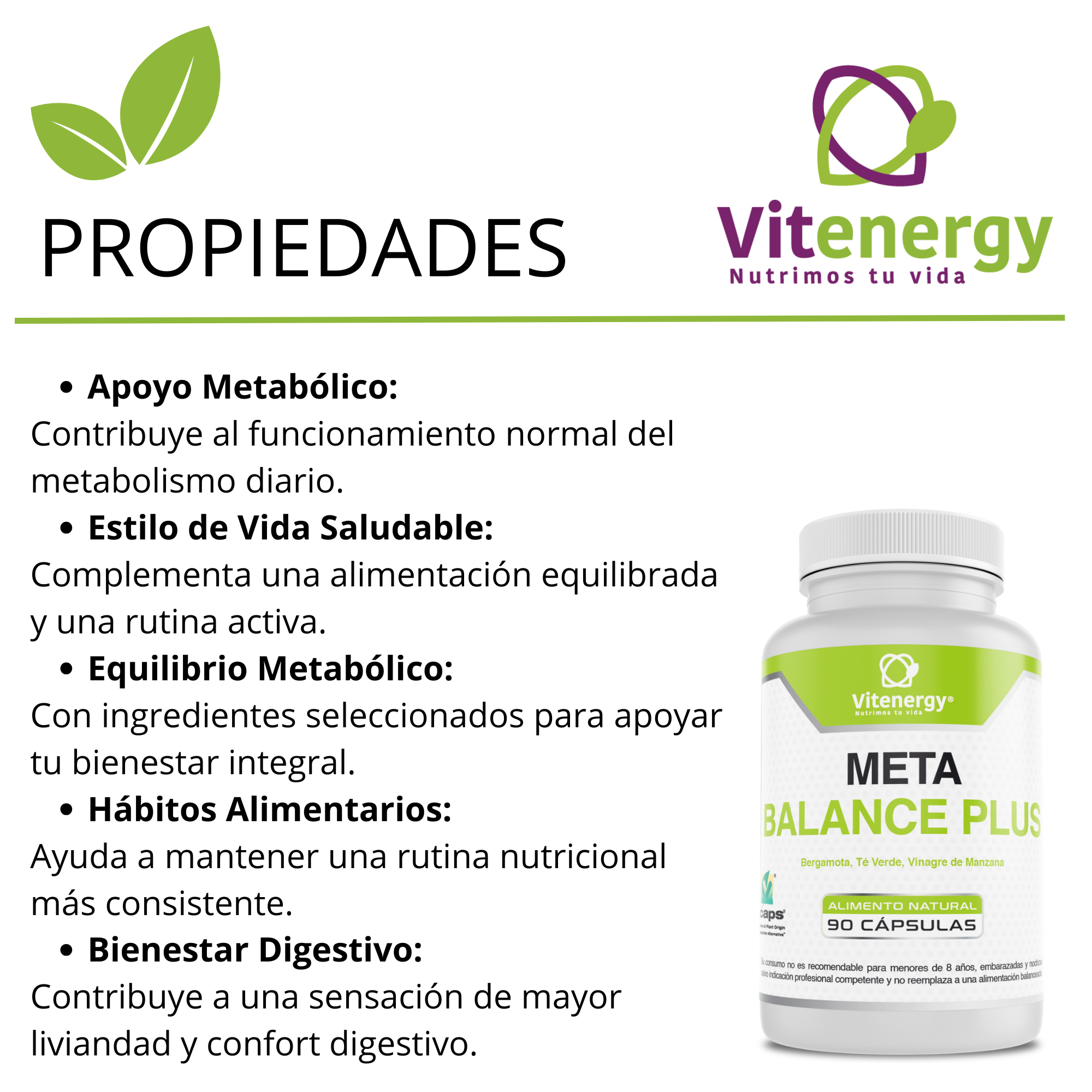 VINAGRE DE MANZANA + TÉ VERDE + BERGAMOTA VITENERGY - 90 CÁPSULAS-3