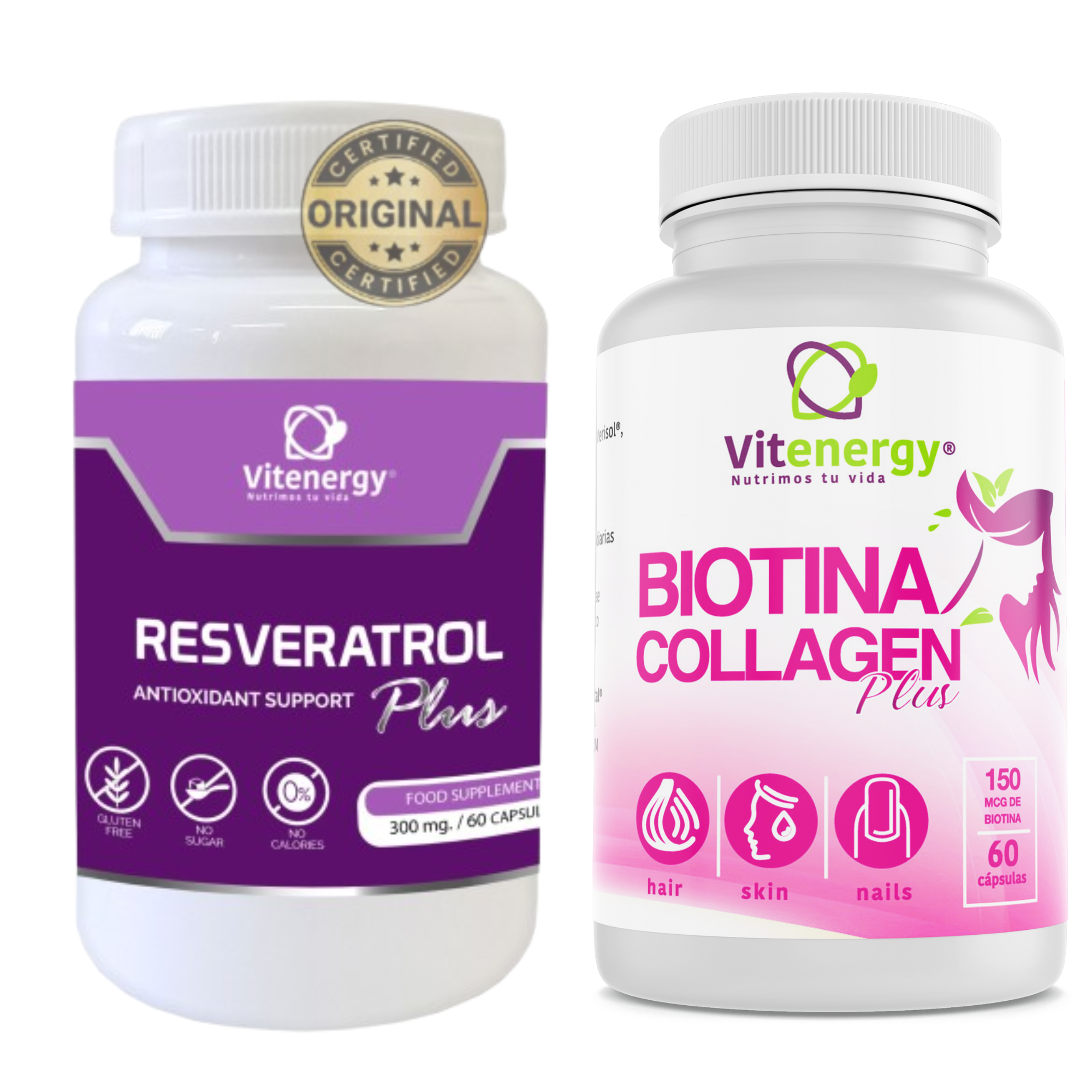 Biotina Colágeno + Resveratrol 100%   Pack -0