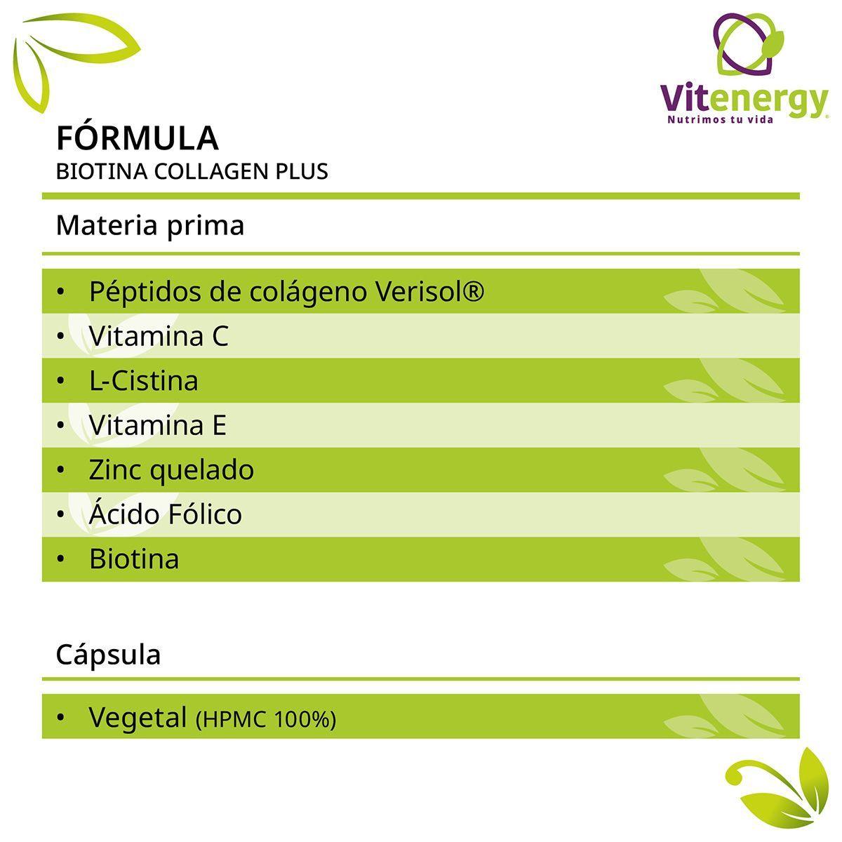 Biotina + Colágeno Verisol Plus - Vitaminas Cabello, Piel, Uñas. Pack x 2 - Fórmula 8 Componentes. -3