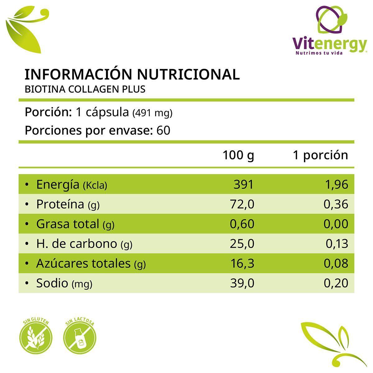 Biotina + Colágeno Verisol Plus - Vitaminas Cabello, Piel, Uñas. Pack x 2 - Fórmula 8 Componentes. -4