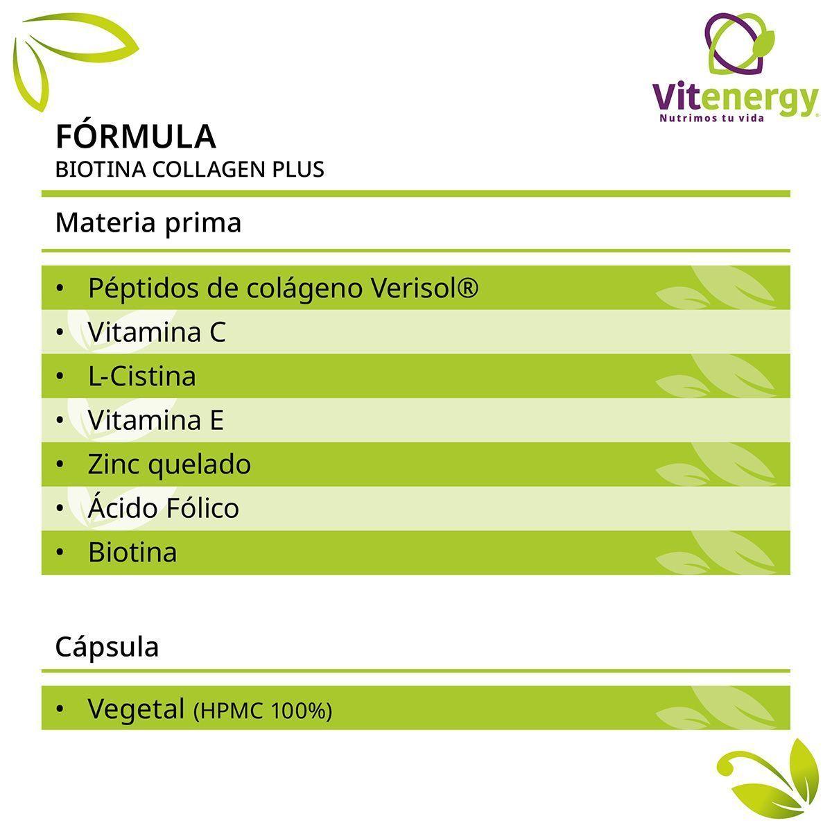 BIOTINA COLÁGENO PLUS 7 + VITAMINA E - CABELLO PIEL Y UÑAS - PACK -2