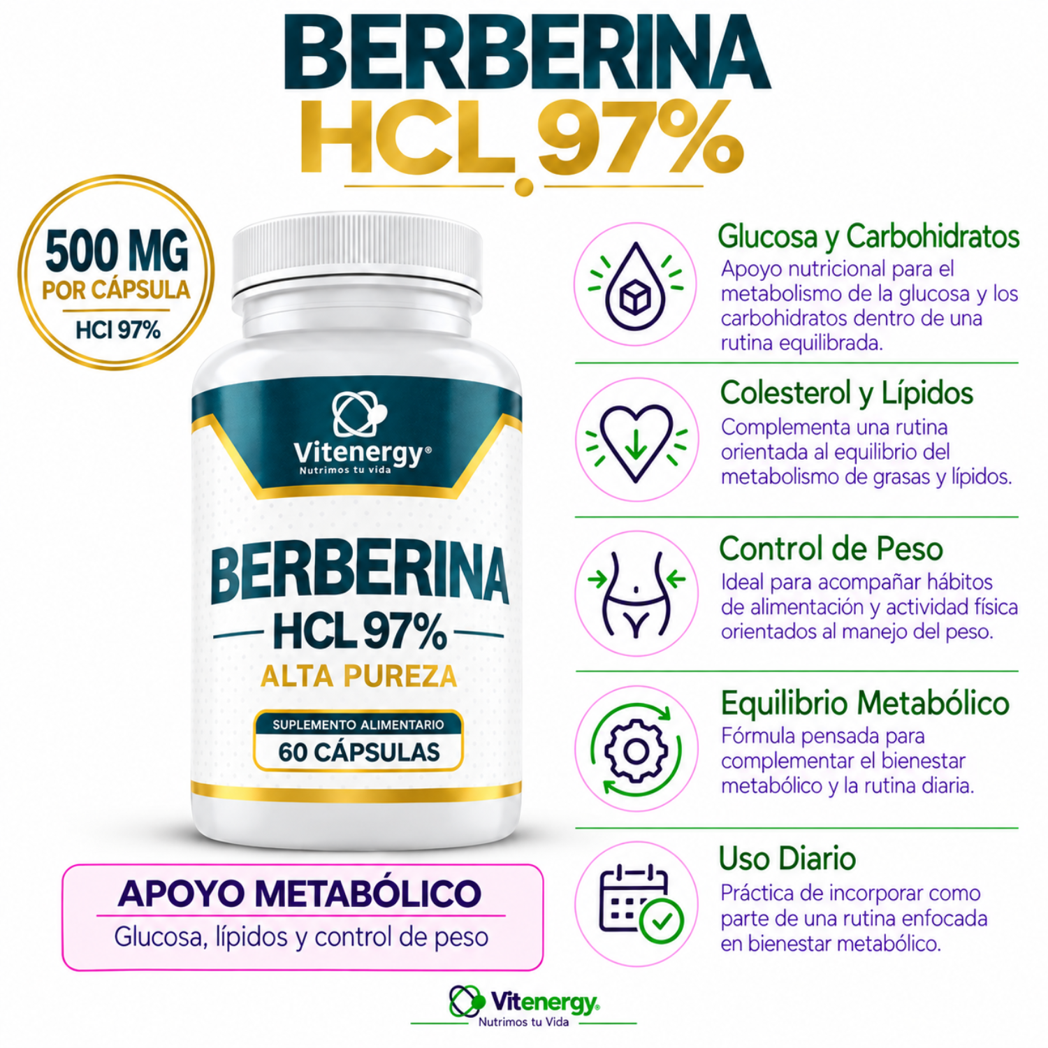 BERBERINA CAPSULAS ALTA PUREZA HCL 97% 500 mg. PACK X3-1