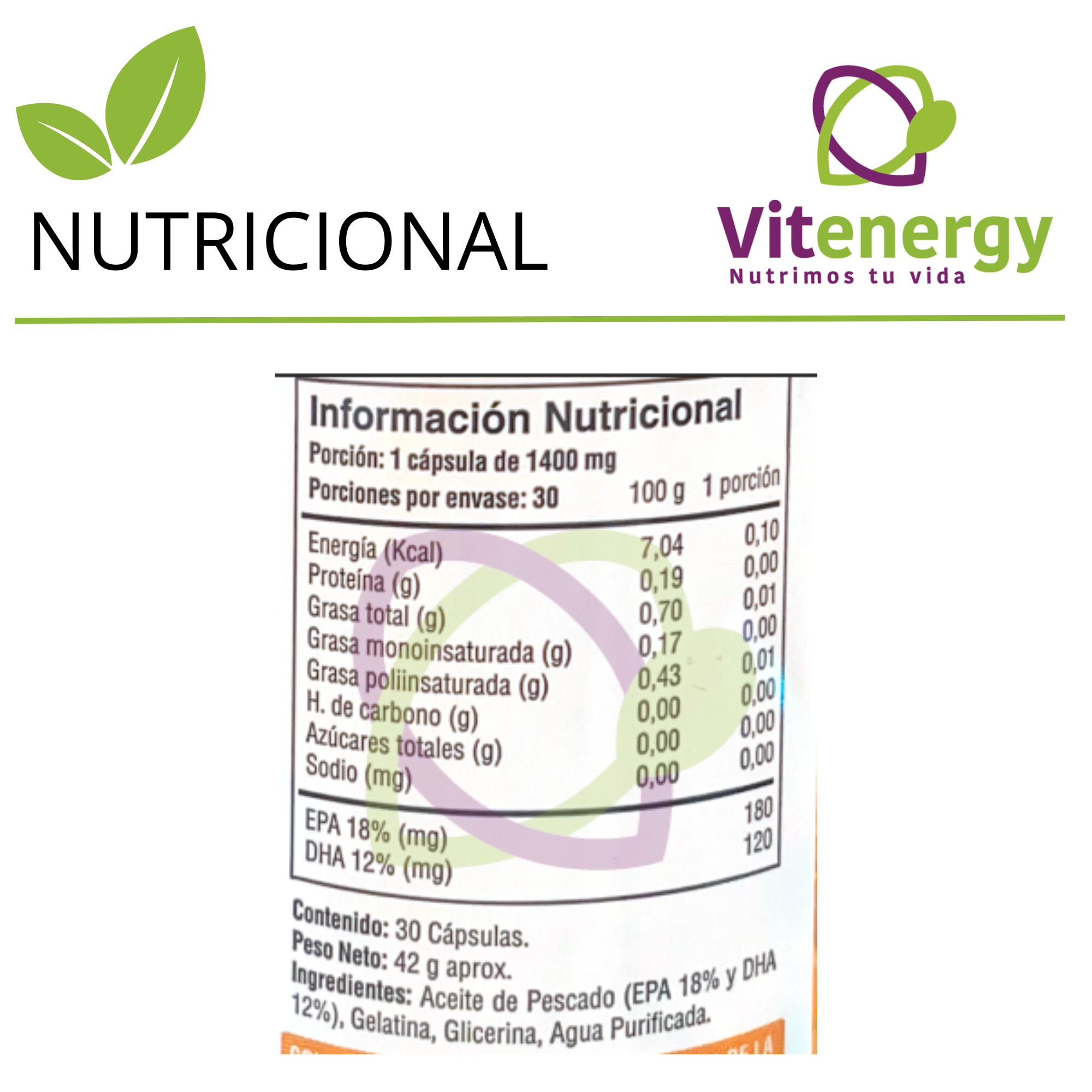 OMEGA 3 SOFT GEL - 30 CÁPSULAS - 1400 mg. -2