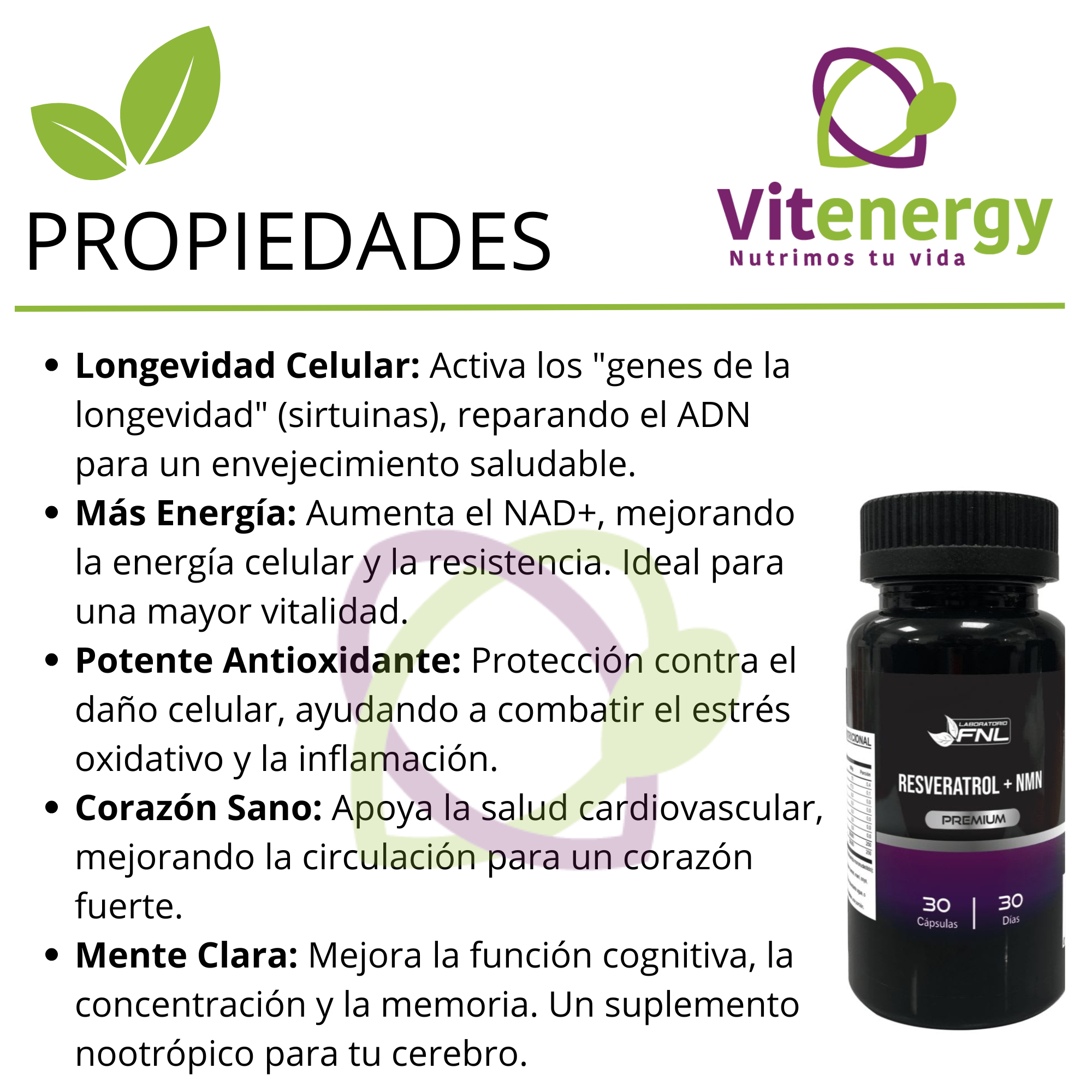 RESVERATROL + NMN NICOTINAMIDA - 500 mg. FNL ANTIOXIDANTE ANTIEDAD CÁPSULAS x2-1
