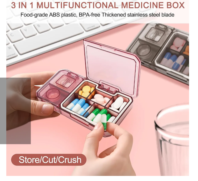 Caja De Medicina Portatil 3 En 1 Cortador Triturador-6