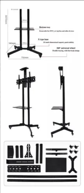 Soporte Base Tv Tipo Pedestal Con Ruedas Móvil 32-70 Pulgada-2
