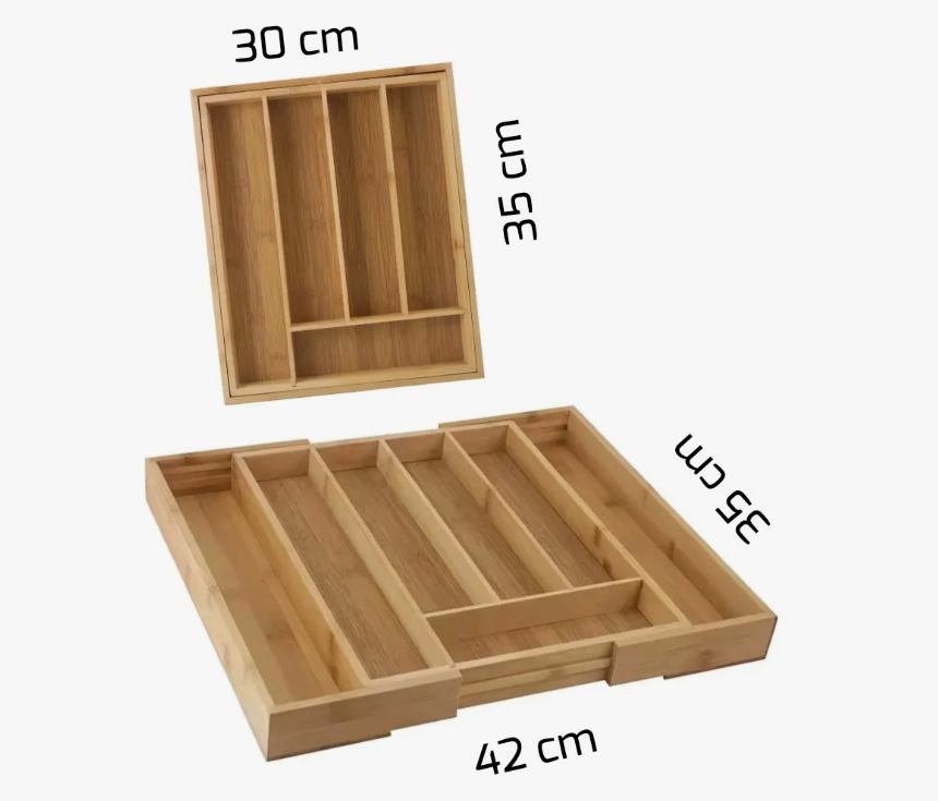 Organizador Cajones Bambu Para Cubiertos Bandeja Extensible-2