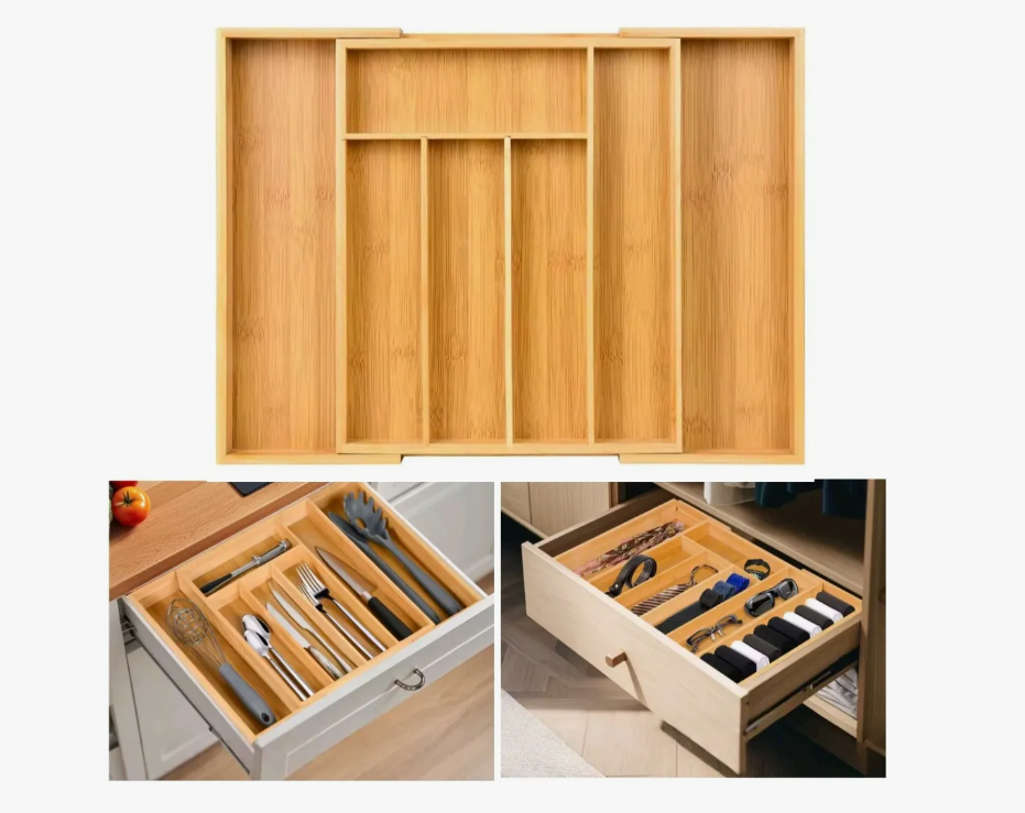 Organizador Cajones Bambu Para Cubiertos Bandeja Extensible-7