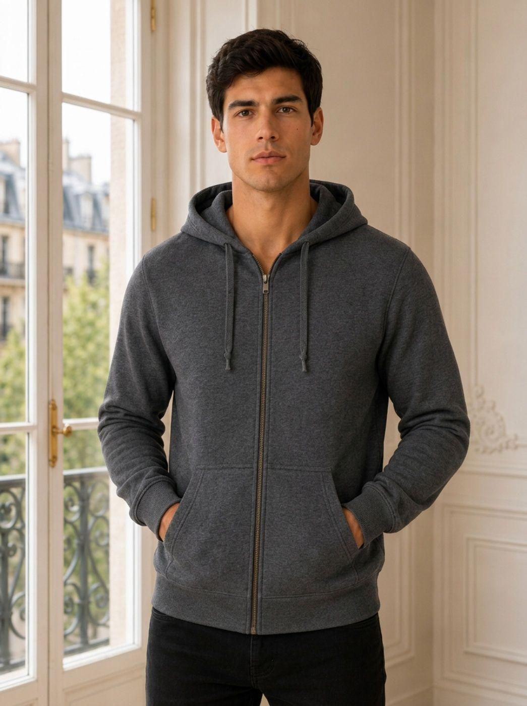 Poleron Canguro Con Cierre Con Capucha Hoddie-0