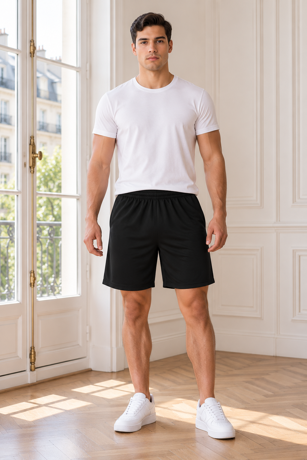 Short Deportivo Poliester Liso Unisex Sin Logos-0