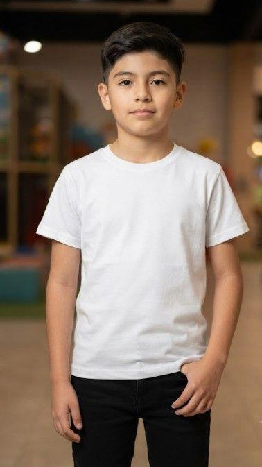 Polera Algodon Cuello Redondo Manga Corta Ni o Ni a-0