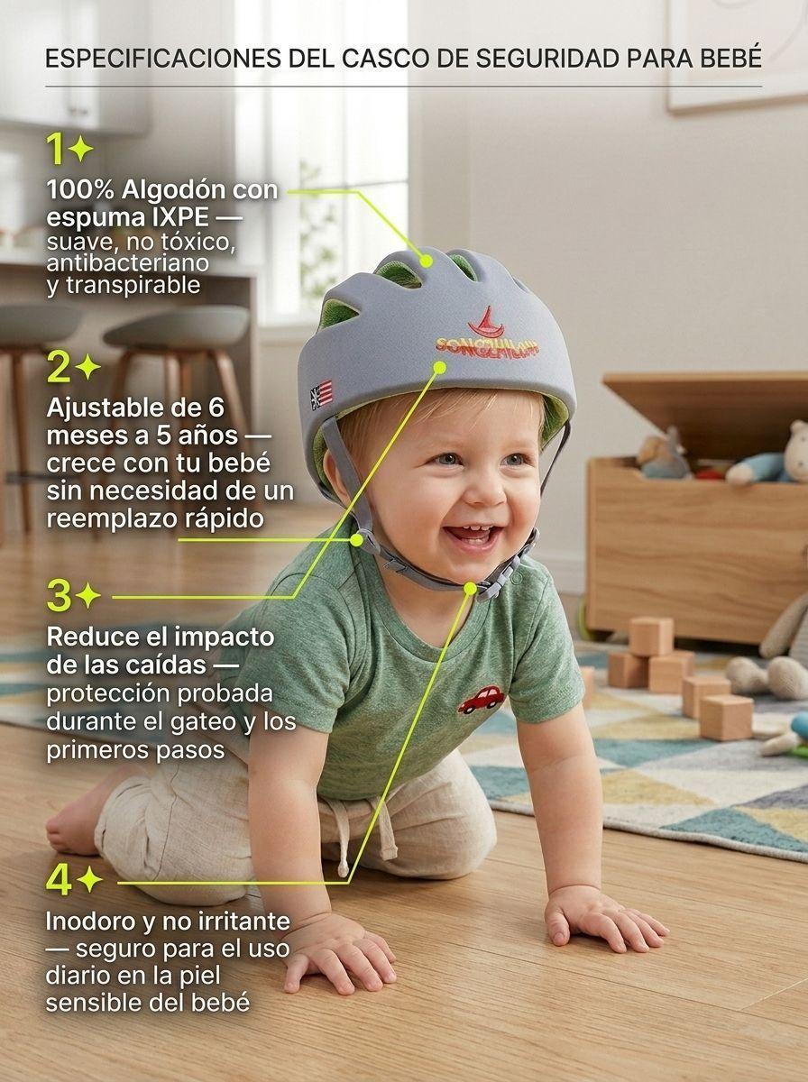Casco Protector Bebe Antigolpe Gateo Ajustable 6 Meses-4
