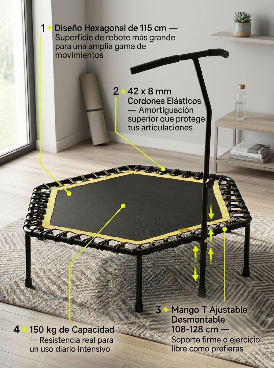 Trampolin Fitness Hexagonal 115 cm Amarillo Mango Ajustable-3