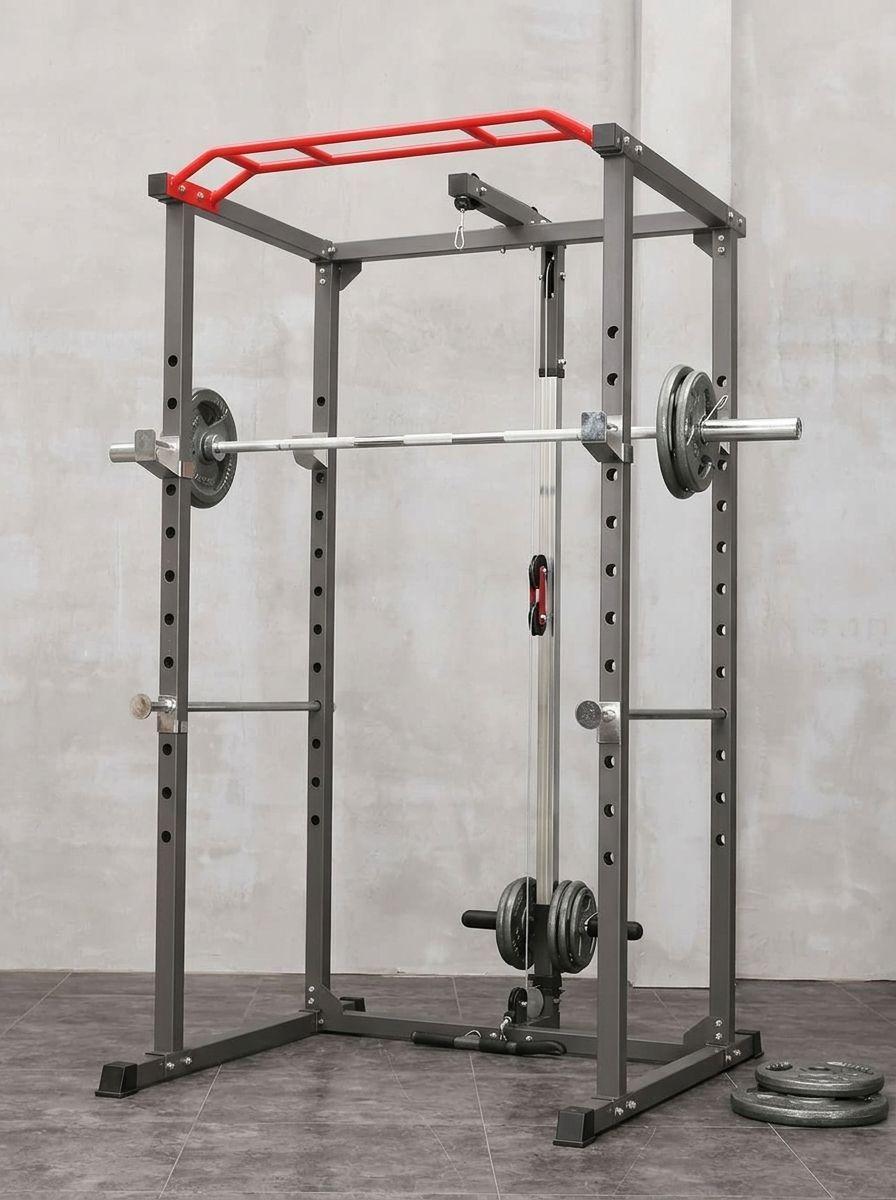 Power Rack Jaula Multifuncional con Polea 360 kg 26 Posiciones-4