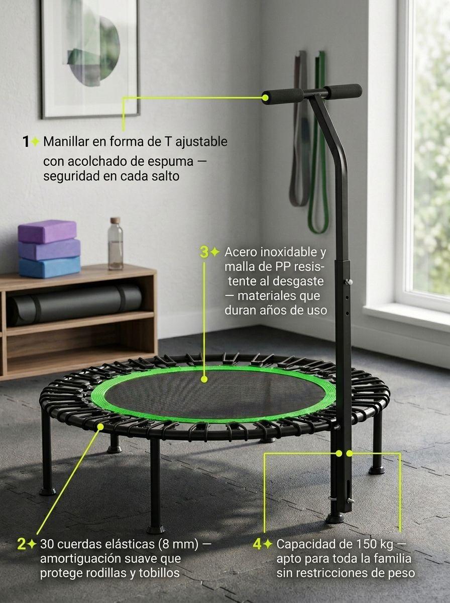 Trampolin Fitness Power Jump 100 cm Cuerdas Antidesgaste-2