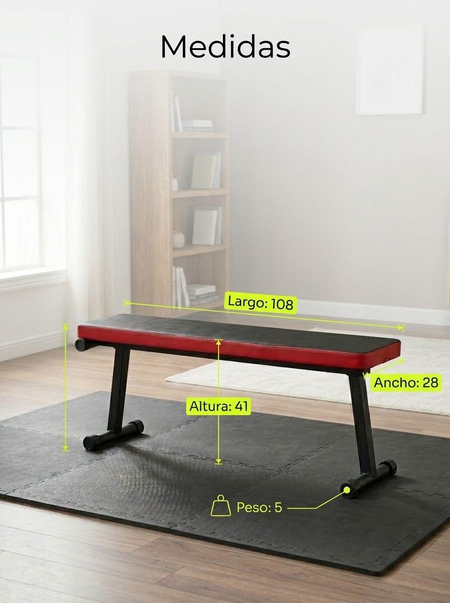 Banco Abdominales Plano Plegable Multifuncional 108 cm Acero-2