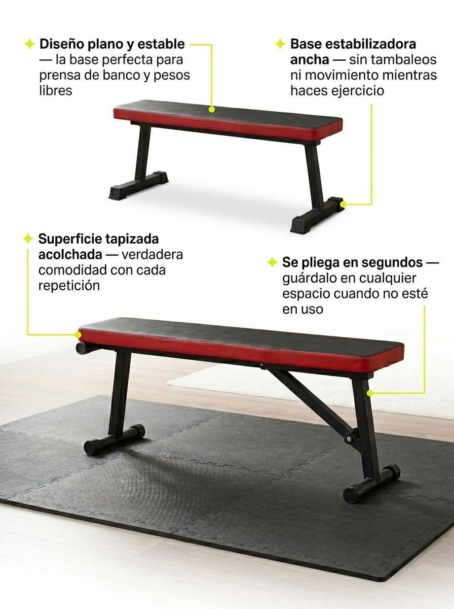 Banco Abdominales Plano Plegable Multifuncional 108 cm Acero-3
