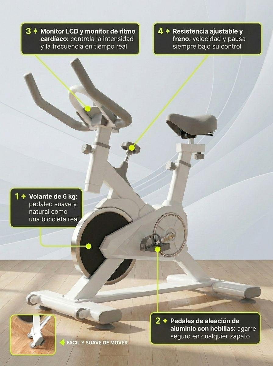 Bicicleta Spinning Pro Sport 6 kg Disco Inercia Ajustable-2
