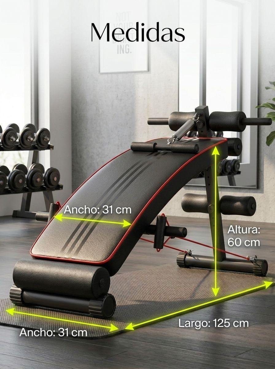 Banca Abdominal Full Pro con Bandas de Resistencia Biceps Triceps Core Estructura de Acero-3