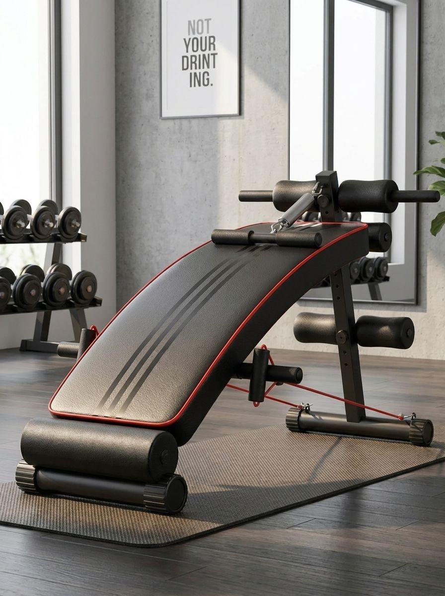 Banca Abdominal Full Pro con Bandas de Resistencia Biceps Triceps Core Estructura de Acero-4