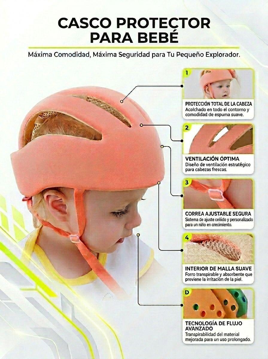 Casco Bebe Antigolpe Seguridad Algodon 6 meses-4