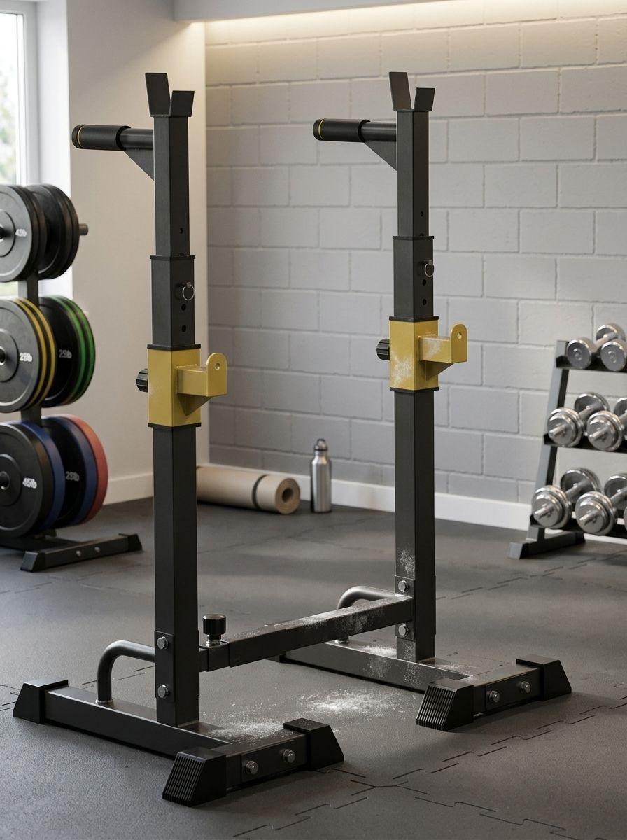 Rack Sentadillas Extendible Squat y Press Banca Acero 150 kg Altura 113 140 cm Ancho Ajustable-4
