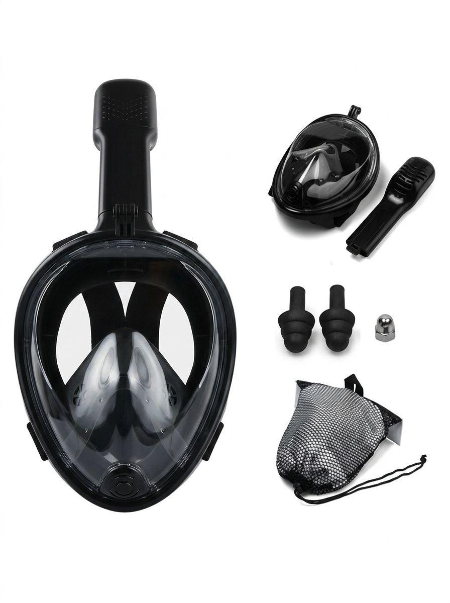 Mascara Snorkel Full Face Talla L XL Negra Vision 180 Grados Anti Empa o Soporte GoPro-0