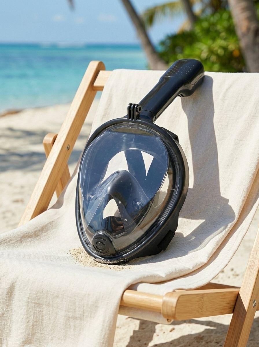 Mascara Snorkel Full Face Talla L XL Negra Vision 180 Grados Anti Empa o Soporte GoPro-4