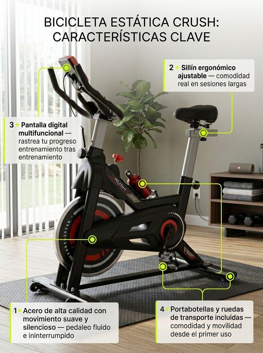 Bicicleta Spinning Estatica Q6 Pro 6 kg Monitor Digital-3