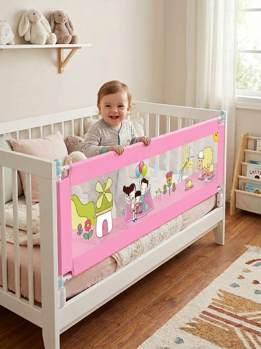 Baranda Cama Seguridad Bebe Plegable Malla Reforzada-2
