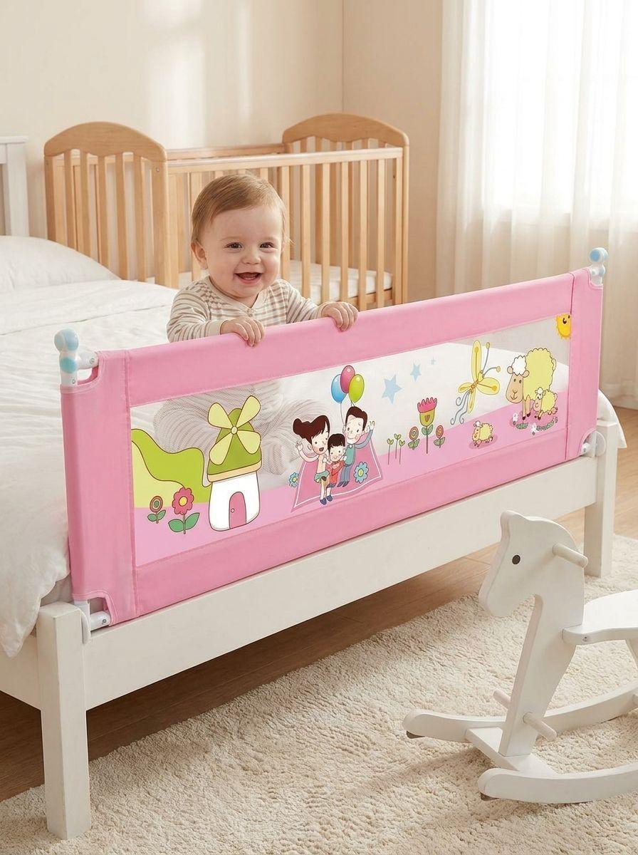 Baranda Cama Seguridad Bebe Plegable Malla Reforzada-3