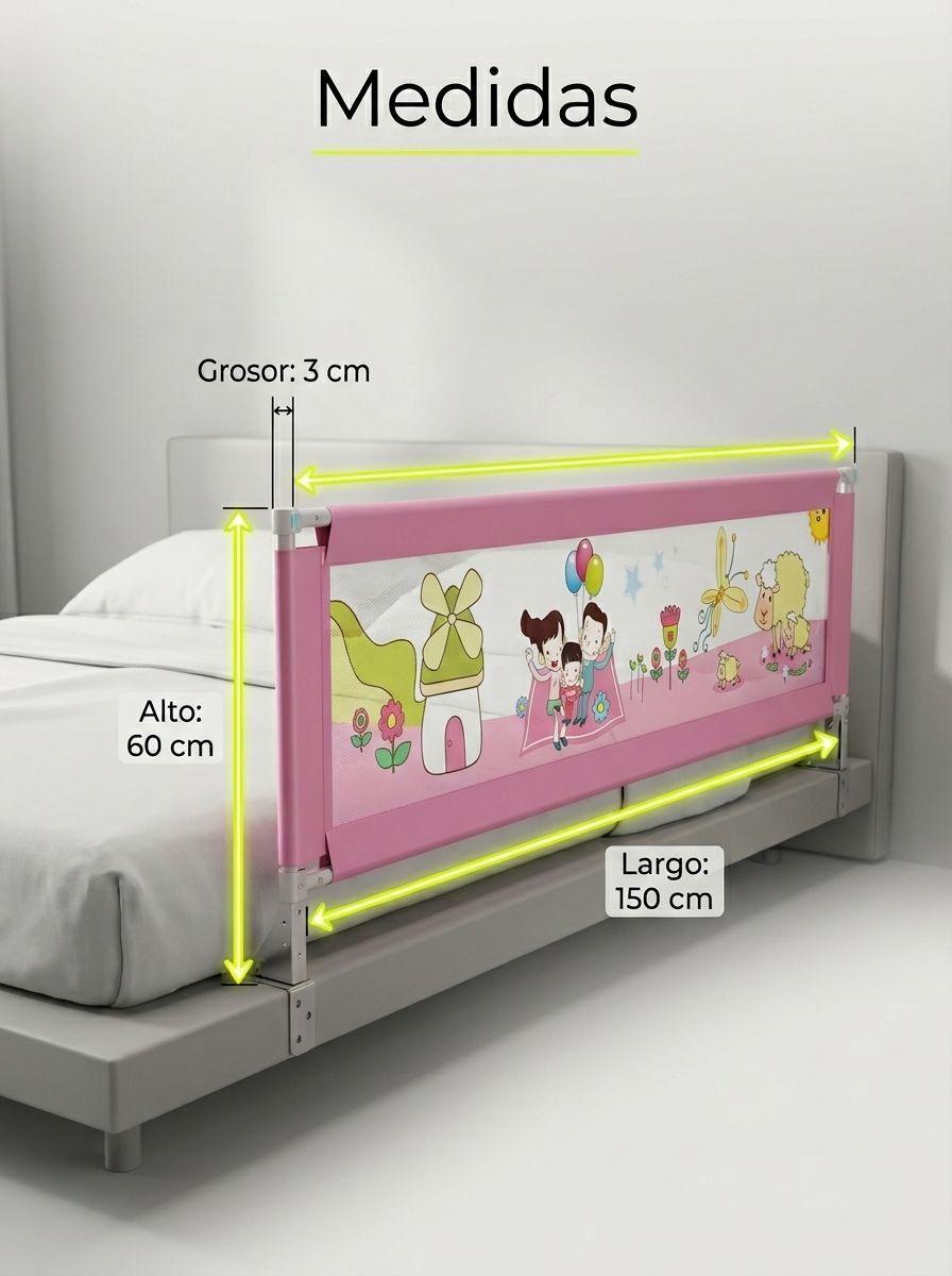Baranda Cama Seguridad Bebe Plegable Malla Reforzada-4