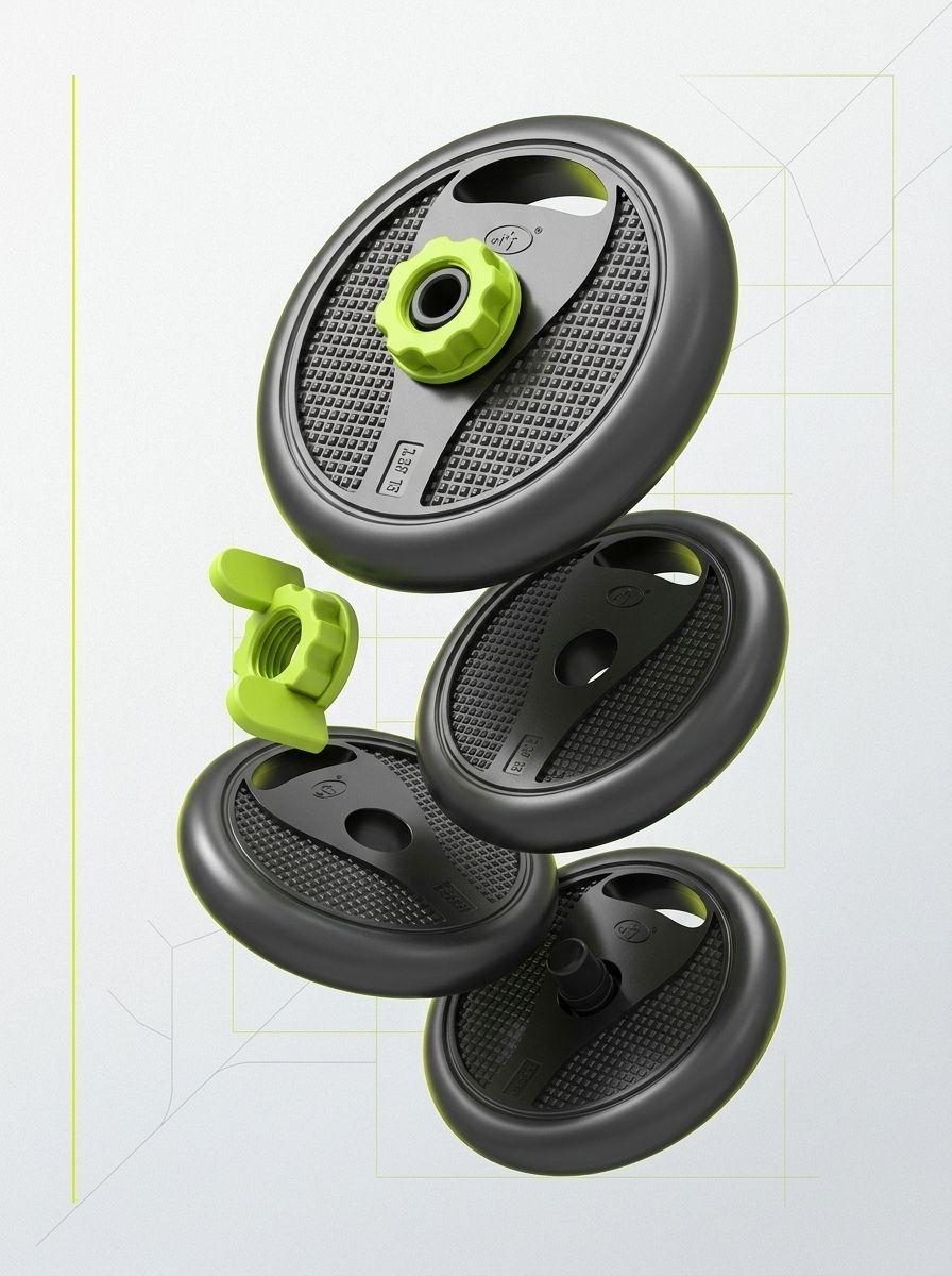 Set Mancuernas 30 kg Ajustable Light Green con Barra-4