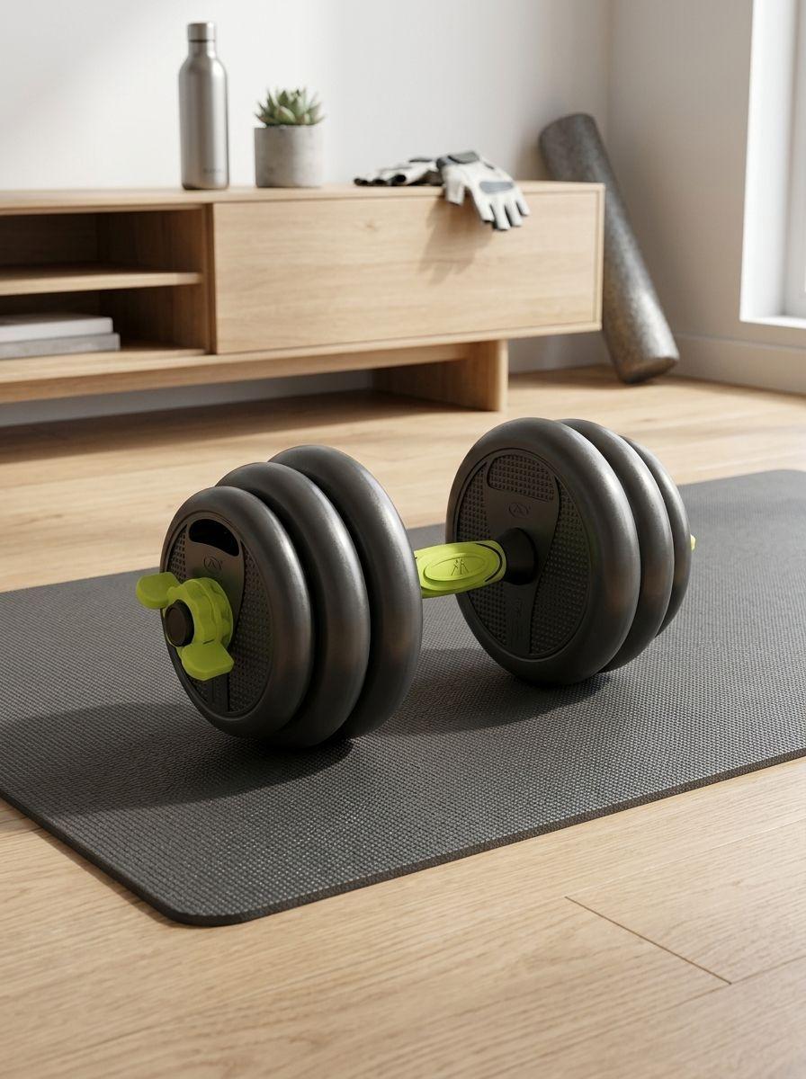 Set Mancuernas 30 kg Ajustable Light Green con Barra-5