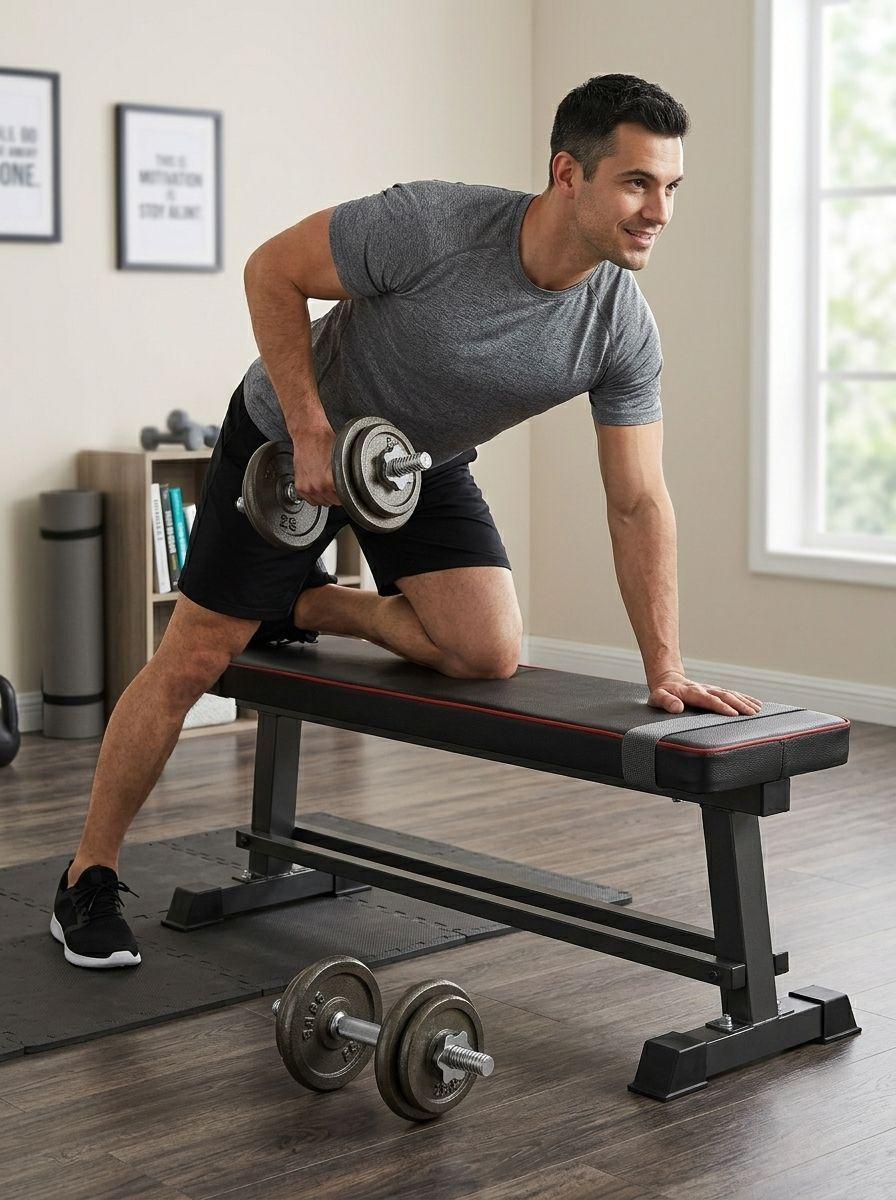 Banca Abdominal Doble Soporte Acolchado Cuero Sintetico-2