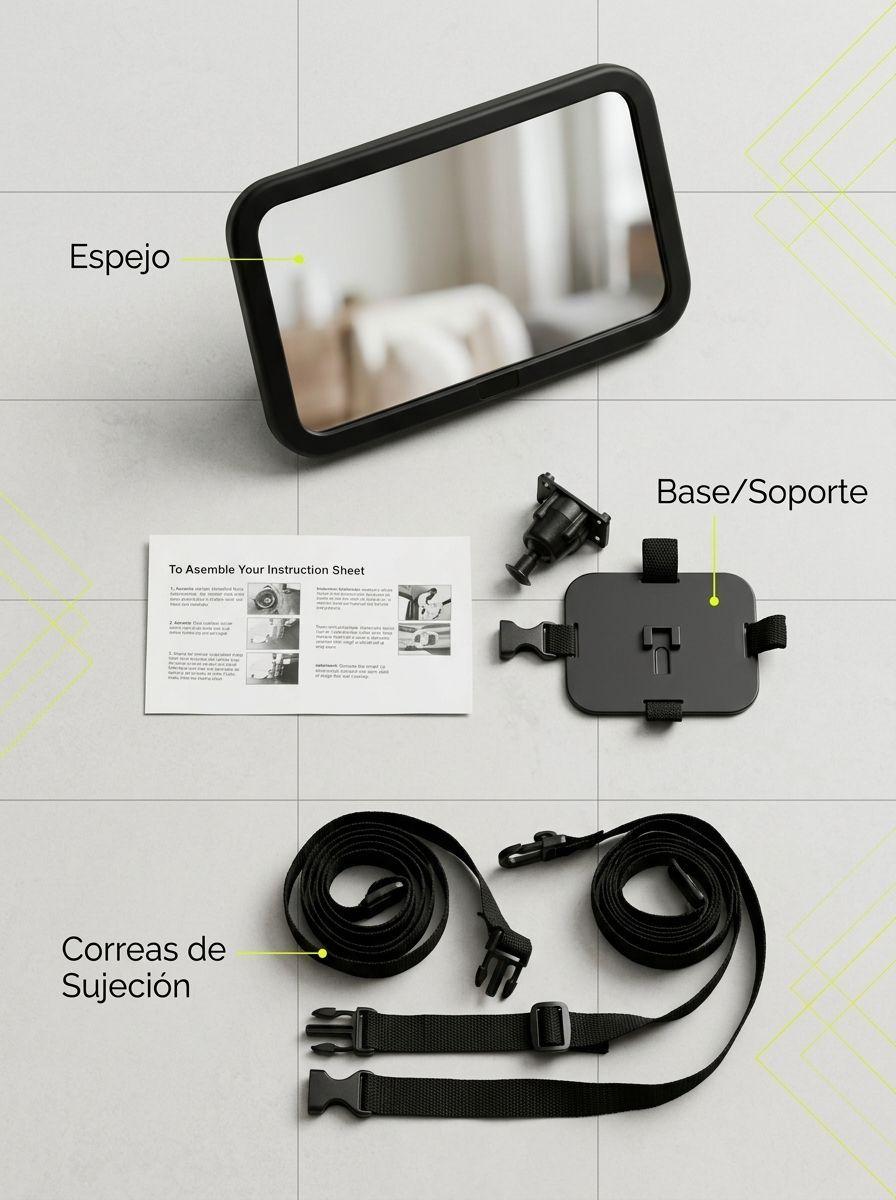 Espejo Retrovisor XL Seguridad Bebe Angulo Ajustable-3