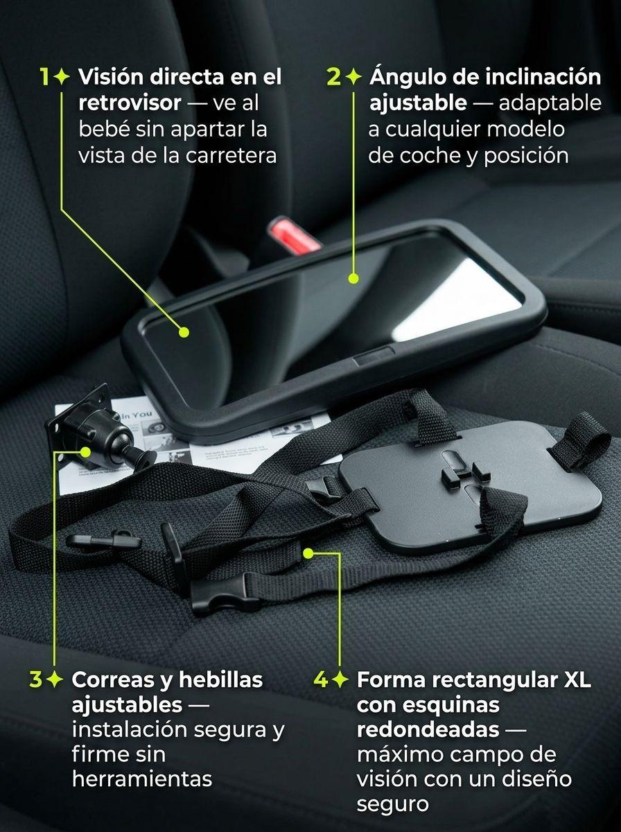 Espejo Retrovisor XL Seguridad Bebe Angulo Ajustable-4